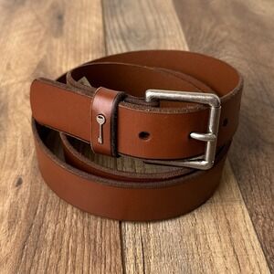 Fossil Leather Dress Belt Mens XL Brown Key Buckle Casual Classic
